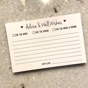 “Advice & Well Wishes” wedding/shower cards, 75 ct